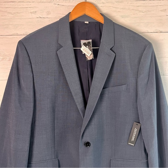 Express Innovation Extra Slim Men's Suit 44RβWool Blend Dusty Blue New with Tags - Picture 6 of 13